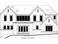 Blueprint of a home's front elevation featuring the design with windows, brick, and architectural elements at 1500 Ridge Rd, Raleigh, NC 27607