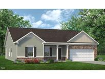 Charming single-story home featuring a mix of siding and brick with an attached two-car garage at 1234 Pioneer Lot 3 Dr, Sanford, NC 27330