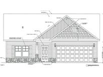 Illustration of a home's front exterior featuring stone accents, a two-car garage and various siding styles at 45 Malbec Way, Youngsville, NC 27596