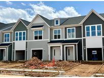 Street view of new construction townhomes with attached garages and neutral color schemes at 162 Ripple Way # 322, Clayton, NC 27520
