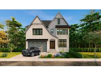 Charming two-story home with a gray two-car garage and manicured lawn at 3008 Eden Harbor Ct, Raleigh, NC 27613