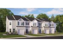 New two-story home features a single-car garage, light siding and black roof in a community setting at 1917 Hinesley Dr, Durham, NC 27703