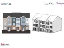 Charming new construction townhome exterior featuring multi-tone facade at 633 Sawcut Ln, Apex, NC 27502