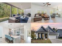 Covered patio area with ample seating, perfect for outdoor entertaining or relaxing, overlooks landscaped backyard at 362 Warm Wind Dr, Clayton, NC 27527