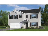 Charming two-story home with white siding, black shutters, and a well-manicured lawn at 7475 Michelle Rd, Rocky Mount, NC 27803