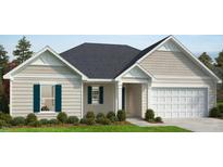 Charming single-story home featuring a two-car garage, neutral siding, and dark shutters at 71 Brodhead Dr, Fuquay Varina, NC 27526