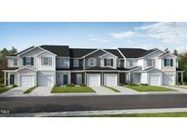 New townhome exteriors feature varied neutral siding, black roof and a one car garage at 170 Parker Ln, Mebane, NC 27302