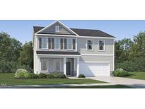 Charming two-story home with a covered front porch, attached two-car garage, and well-maintained lawn at 4308 Hunters Brook Run, Raleigh, NC 27616