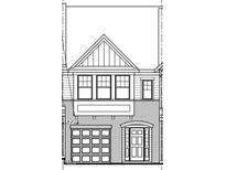An exterior elevation showing the front of the home with a garage and front door at 675 Leland Hill Circle, Zebulon, NC 27597