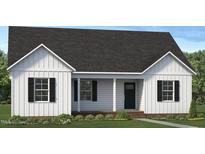 Charming single-story home featuring a modern design with white siding and a welcoming front porch at 4456 Poppy Mallow Ln, Oxford, NC 27565