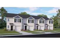 Charming townhouse exteriors feature black shutters, gabled windows, and attached garages surrounded by green lawns at 543 Stream Walk Xing, Wendell, NC 27591