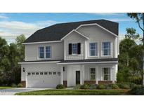 Charming two-story home featuring a two-car garage and a welcoming covered front porch at 204 Hickory Grove St, Sanford, NC 27330