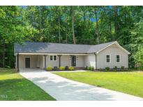 Charming home with a well-manicured lawn, a grey roof and siding, and a side carport at 1308 Broken Branch Ct, Raleigh, NC 27610