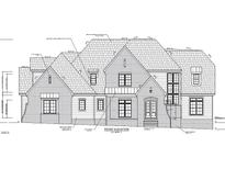 Detailed front elevation rendering showing brick veneer, shingle roofing, and window details at 63 Loggers, Pittsboro, NC 27312