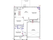 Open floor plan features a kitchen, dining room, Gathering room, and guest bedroom at 140 Cordoba Dr, Franklinton, NC 27525