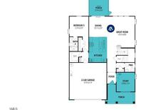 Open-concept first floor with kitchen, dining, great room, and study at 176 Sargents St, Garner, NC 27529