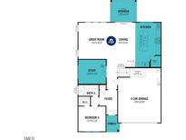 Floor plan showcasing the home layout, including the kitchen, great room, study, bedrooms and 2-car garage at 176 Sprenger St, Garner, NC 27529