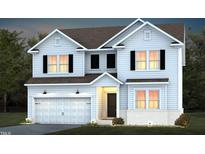 Charming two-story home with white siding, black shutters and a welcoming front porch and attached garage at 712 Ben Ledi Ct, Raleigh, NC 27603