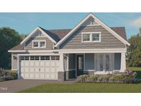 Charming craftsman-style home with stone accents, a white garage door, and a well-manicured lawn at 9172 Dupree Meadow Dr # 16, Angier, NC 27501
