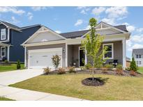 Charming single-Gathering home with a well-manicured lawn and a two-car garage at 1025 Quindell Dr, Holly Springs, NC 27540