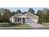 Charming single-Gathering home with gray siding, stone accents, and an attached two-car garage at 51 Digging Time Ave, Princeton, NC 27569