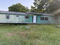 Exterior view of a single-story home with faded green siding and overgrown grass at 000 Us Route One, Cameron, NC 28326