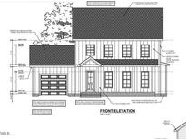 The front elevation shows a charming two-story home with a garage and covered entry at 449 Water Tower Rd, Moncure, NC 27559