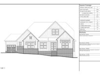 Detailed architectural rendering showcasing the home's charming facade, roofline, and garage at 535 Corbett Dr, Pittsboro, NC 27312