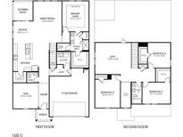Detailed floor plan showcasing the layout of the home's first and second floors at 3845 Rosebush Dr, Zebulon, NC 27597