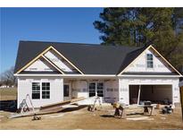 Newly constructed one-story home with a gray roof and attached garage at 137 Nectar Ln, Bunnlevel, NC 28323