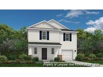 Two-story home with white siding, gray shutters, and a two-car garage at 4 Bennington (Lot 562) Way, Lillington, NC 27546