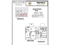 Two-story home plan featuring a Gathering room, kitchen, and two bedrooms at 4238 Darroch Rd, Lillington, NC 27546