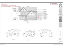 Front elevation of a two-story home with a two-car garage and a combination of siding and gabled roof at 22 Peach Orchard (Lot 1) Ln, Lillington, NC 27546