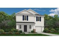 Charming two-story home features a classic white exterior with navy blue shutters and an attached garage at 468 Blossom Trl, Lillington, NC 27546