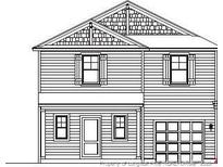 New two story home displaying traditional architectural details with double hung windows and gable pediments at 96 Greenbay Street, Lillington, NC 27546
