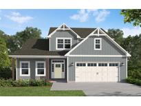 Charming two-story home features a gray exterior, gabled roof, covered porch, and a two-car garage at 372 Hookbill (Lot 106) Ln, Lillington, NC 27546