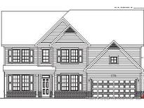 Illustration of a two-story home with symmetrical window placement and a front-facing attached two car garage at 279 Steeple Ridge, Cameron, NC 28326