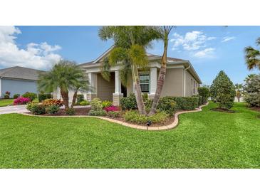 House exterior showcasing landscaping and palm trees at 13789 Old Creek Ct, Parrish, FL 34219