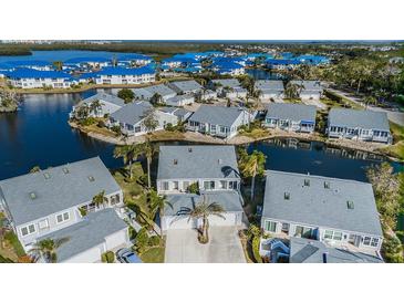Aerial view of waterfront community with luxury homes and lush landscaping at 1005 Ibis Ct, Bradenton, FL 34209