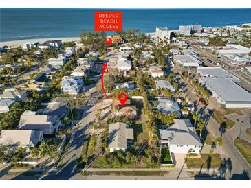 Aerial view showing home's location near beach access at 128 51St St # A, Holmes Beach, FL 34217