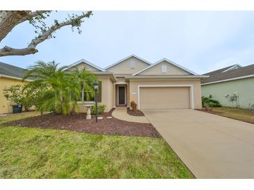 Front view of a single-story house with a garage and landscaping at 1479 Blue Horizon Cir, Bradenton, FL 34208