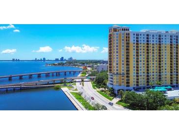 Aerial view of a luxury high-rise building near the water at 345 Bayshore Blvd # 706, Tampa, FL 33606