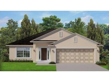 Attractive single-story home with a two-car garage and landscaped lawn at 2500 Averland Loop, North Port, FL 34287