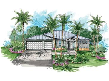 One-story home with attached two-car garage and tropical landscaping at 7813 20Th W Pl, Bradenton, FL 34209