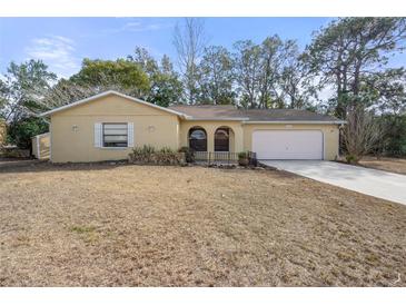 Single story house with attached garage and well-maintained lawn at 5504 Birchwood Rd, Spring Hill, FL 34608