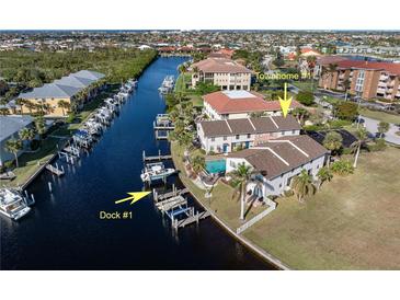 Aerial view of townhome with private dock and boat slips at 3335 Purple Martin Dr # 1, Punta Gorda, FL 33950