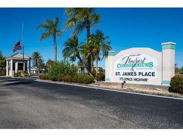 Gated entrance to Newport Condominiums, St. James Place at 175 Kings Hwy # 738, Punta Gorda, FL 33983