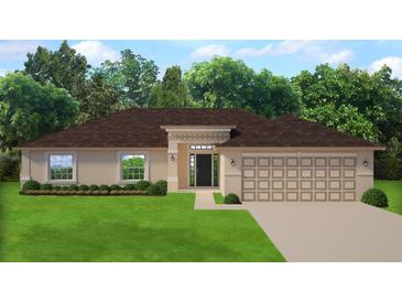 Two-story house with brown roof, two car garage, and landscaping at 12358 Chamberlain Blvd, Port Charlotte, FL 33953