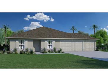 One-story home with a two-car garage and landscaped front yard at 20995 Cornell Ave, Port Charlotte, FL 33953