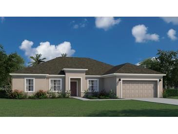 One-story home with a two-car garage and landscaped front yard at 21516 Landis Ave, Port Charlotte, FL 33954